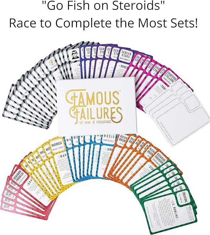 Better Me Famous Failures Card Game - Educational Game About Success and Resilience, Fun Family Activity for Game Night, Ideal for Teens