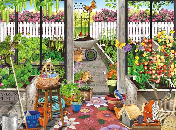 Buffalo Games - Sapphire Select - Tracy Flickenger - Garden Shed Greenhouse - 1000 Piece Jigsaw Puzzle – Challenging & Fun – Blue Core Puzzle Board – Giftable Display Box - Full Size Poster Included