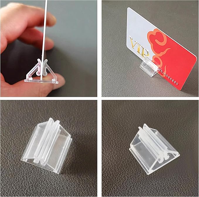 120 PCS Plastic Game Card Stands Blank Board Markers Holder for Price Tags Menus Labels Party Favor Supplies Transparent