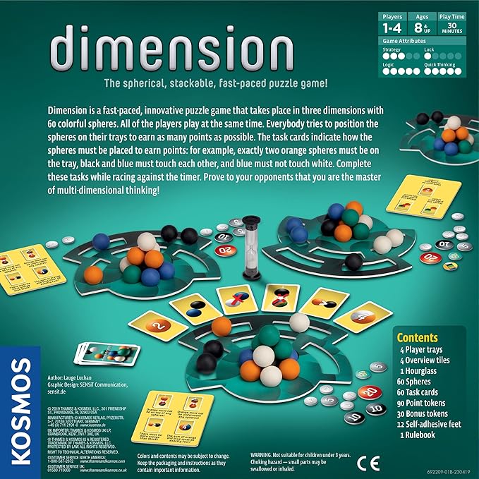 Dimension - A 3D Fast-Paced Puzzle Game from Kosmos | Up to 4 Players, for Fans of Strategy, Quick-Thinking & Logic | Parents' Choice Silver Honor & Oppenheim Toy Portfolio Platinum Award Winner