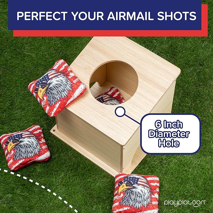 Play Platoon Cornhole Airmail Box - Set of 2 - Perfect for Practice - Competitive Cornhole Player Bag Toss Training, Prepare for Professional Games - Board only, Bags not Included