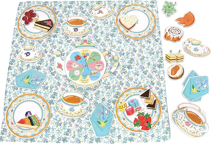eeBoo: Tea Party Spinner Game, Develops Patience and Social Skills for Children, 2 to 4 Players, 15 to 30 Minute Play Time, for Ages 3 and up