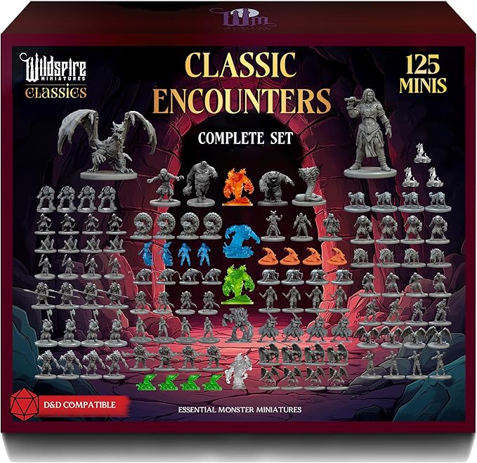 Classic Encounters - 125 Iconic DND Miniatures Bulk Monsters, Unpainted 28mm DND Minis, D&D Miniatures, Dungeons and Dragons Figures Mini, Dnd Figurines, Fantasy Tabletop D&D Accessories Assembled