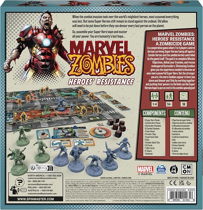 Spin Master Games, Marvel Zombies: Heroes’ Resistance, A Zombicide Game, Collectible Marvel Figurines, for Fans of Marvel Rivals & Action Movie Toys, 1-4 Players, for Adults & Teens Ages 14 & Up