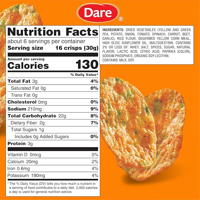 Breton Veggie Crisps Spicy Chipotle Cheddar (Pack of 12) - Popped not Fried Crisps, Made with Real Vegetables, Light and Crispy Gluten Free Chips, Snacks for School, Lunch Box and More, 12x6oz