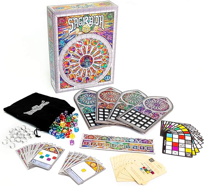 Sagrada Board Game | Family Game for Kids and Adults | Dice Drafting and Placement Strategy Game | Ages 10+ | 1 to 4 Players | by Floodgate Games