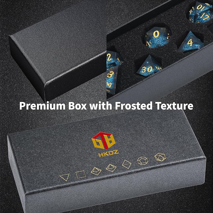 DND Dice Set - Handcrafted Liquid Core Sharp Edge 7-Die Resin Dice with Colorful Quicksand Effect,for DND, RPG, MTG, Tabletop Games(Rebel ESSENC)