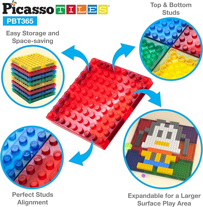 PicassoTiles 316 PCs Activity Table with Magnetic Tiles and Building Brick Blocks, Playset Table with Magnetic Action Figures & Storage Included, Can be Use as Water & Sand Tables STEM Toys Ages 3+