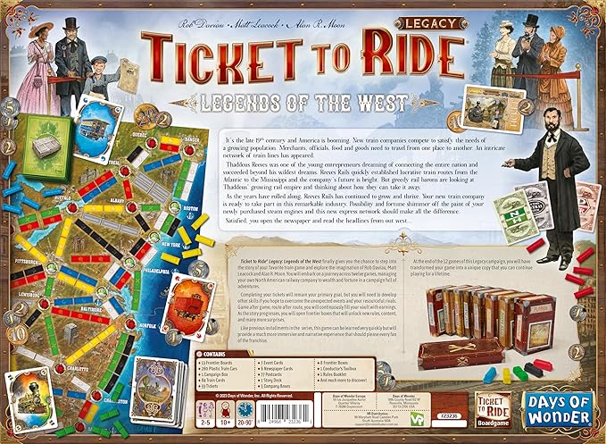 Ticket to Ride Legacy: Legends of The West Board Game - The Ultimate Train Adventure! Strategy Game, Family Game for Kids & Adults, Ages 10+, 2-5 Players, 20-90 Min Playtime, Made by Days of Wonder