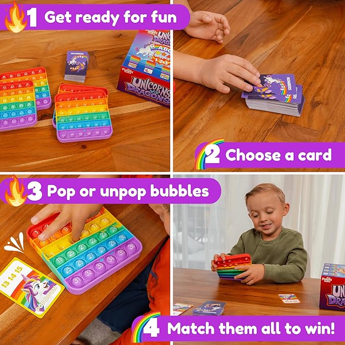 THE FIDGET GAME Unicorns vs Dragons, Fun Educational ABC Toys to Learn Alphabet, Numbers, Shapes & Colors, Interactive Learning Tools for Pre-K & Kindergarten