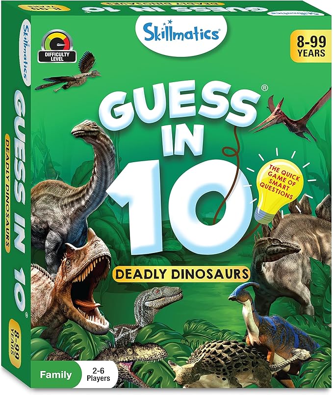 Skillmatics Guess in 10 Dinosaurs, Perfect for Boys, Girls, Kids, and Families Who Love Card Games, Toys, Travel Games, Gifts for Ages 8, 9, 10 & Up