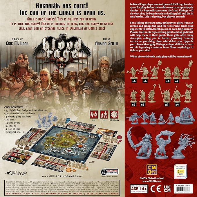 Blood Rage (Core Box) | Strategy Game | Viking Fantasy Board Game | Tabletop Miniatures Battle Game for Adults and Teens | Ages 14+ | 2-4 Players | Avg. Playtime 60-90 Mins | Made by CMON