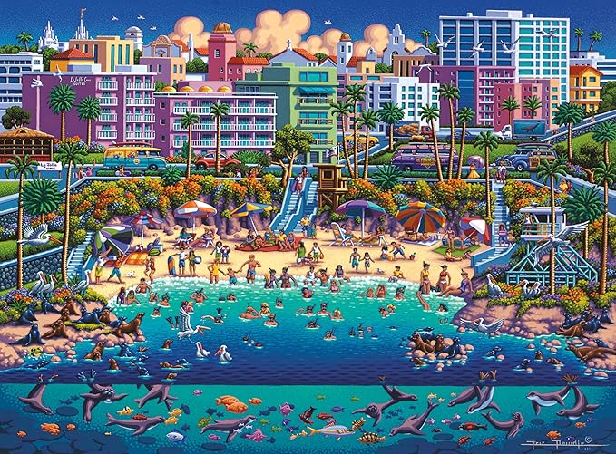 Buffalo Games - Sapphire Select - Eric Dowdle - La Jolla Cove - 1000 Piece Jigsaw Puzzle – Challenging & Fun – Blue Core Puzzle Board – Giftable Display Box - Full Size Poster Included
