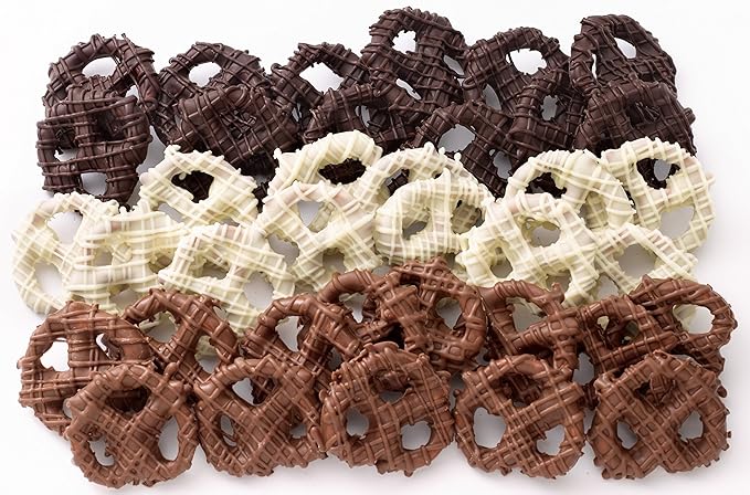 Vermont Nut Free Chocolates Covered Mini Twist Pretzels (Assorted) 7 Ounces, Nut-Free, Egg-Free, Kosher