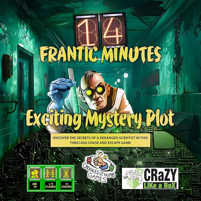 14 Frantic Minutes - Thrilling Puzzle Chase Game - Escape 7 Locked Rooms in 14 Minutes - Solo & Cooperative Play for Kids & Adults - Mystery, Strategy, and Fun for Age 8+!