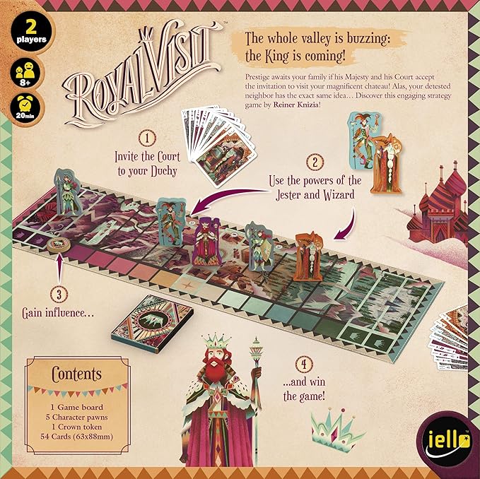 IELLO: Royal Visit, Strategy Board Game, Bring The King to Your Castle, Become a Legend in The Valley, Made for 2 Players, for Ages 8 and Up