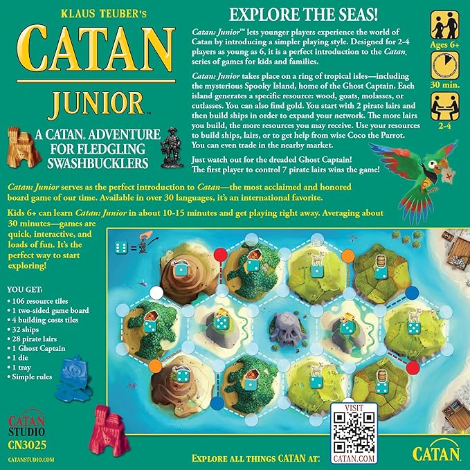 CATAN Junior Board Game - Swashbuckling Adventure for Young Pirates! Strategy Game, Fun Family Game for Kids and Adults, Ages 6+, 2-4 Players, 30 Minute Playtime, Made by CATAN Studio