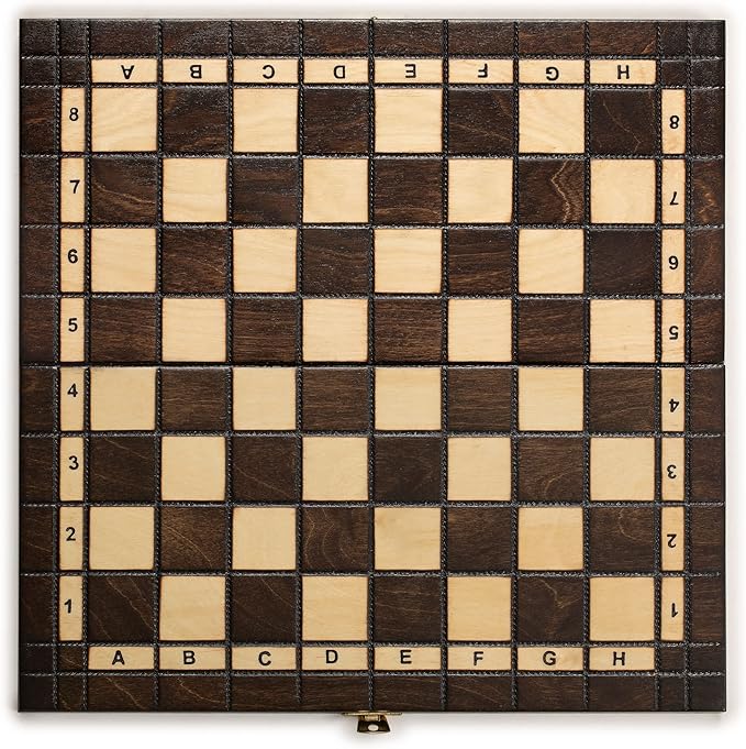 Husaria European International Wooden Chess Game Set Regal - 13.8 Inches Medium Size Chess Set with Handcrafted Chessmen and Felted Folding Board