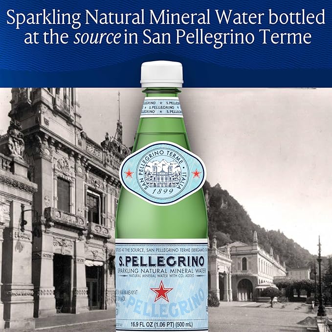 S.Pellegrino Sparkling Natural Mineral Water, Plastic Bottles, 16.9 Fl Oz (Pack of 12)