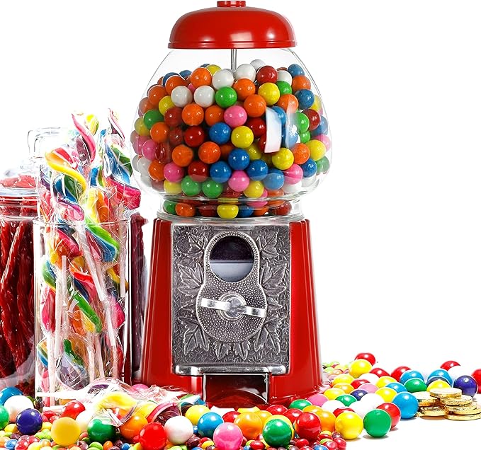 Gumball Machine for Kids 12" - Heavy Duty Metal with Glass - Christmas Antique Style Bubble Gum Machine - Kids Coin Operated Toy Bank for USA Coins - Candy Dispenser - Playo (Blue)