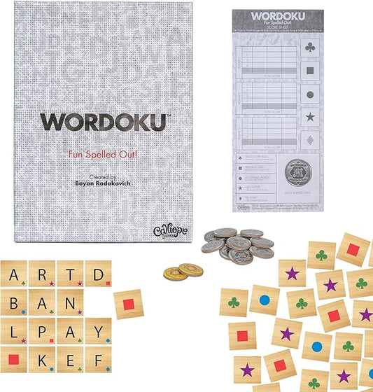 Calliope Games Wordoku - Fun Spelled Out! - Crossword Sudoku - Word Puzzle Board Game for Family Game Night - 1-6 Players - from The Makers of Tsuro and Roll for It!