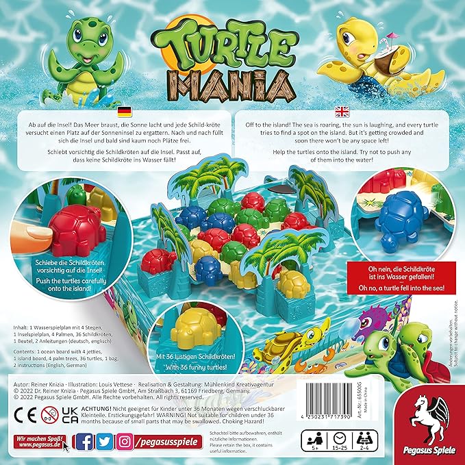 Turtle Mania - Board Game by Pegasus Spiele 2-4 Players – Board Games for Family – 15-25 Minutes of Gameplay – Games for Family Game Night – Kids and Adults Ages 5+ - English Version