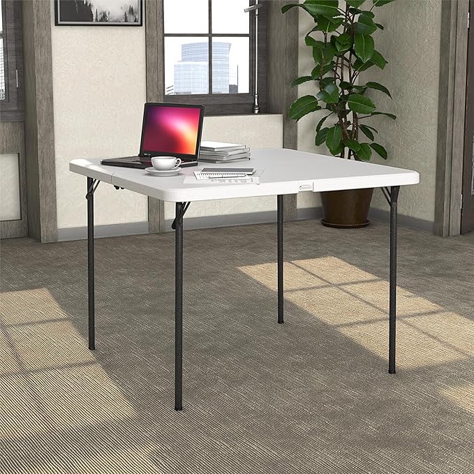 COSCO XL 36" Fold-in-Half Card Table w/Handle, White, Indoor & Outdoor