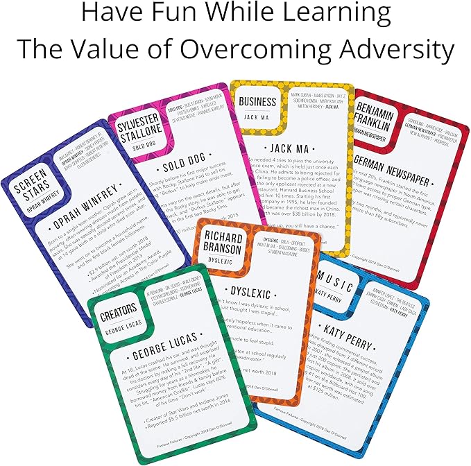 Better Me Famous Failures Card Game - Educational Game About Success and Resilience, Fun Family Activity for Game Night, Ideal for Teens