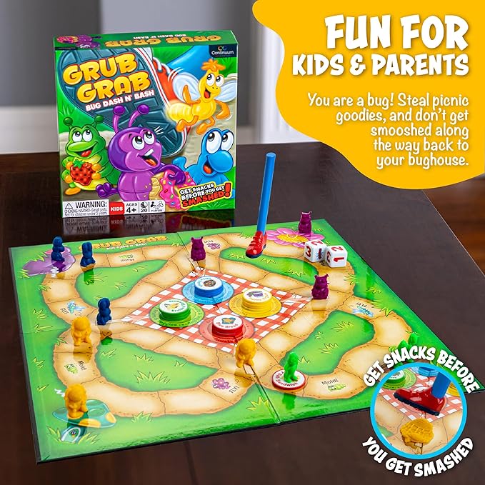 Grub Grab Board Games for Kids 4-6 Interactive Game Ant Bugs Boardgame for Children and Family Night 2-6 Players Ages 4+