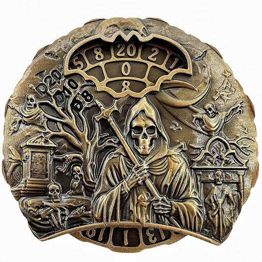 DND Spinner Dice Unique Roulette Dice, D4,D6, D8, D10, D12,D20,D% 7-in-1 Metal dice, for Dungeons and Dragons and Tabletop Games (Paleobronze- Spectre)