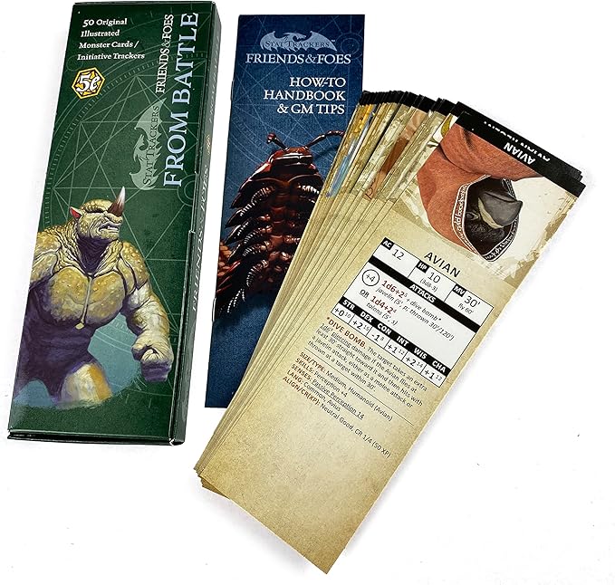 Friends & Foes from Battle - 50 Illustrated Original 5e Monsters - Initiative Cards for 5th Edition DM's