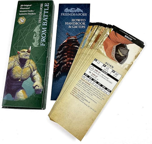 Friends & Foes from Battle - 50 Illustrated Original 5e Monsters - Initiative Cards for 5th Edition DM's