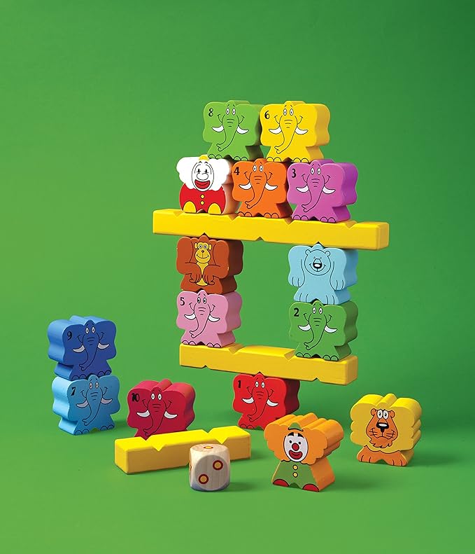 Tabletop Board Game, Wooden Stacking Counting Circus Theme, for Preschool Kids Adults, Party Indoor Activities, Educational STEM Toys, Ages 3+, Zimbbos by Blue Orange Games