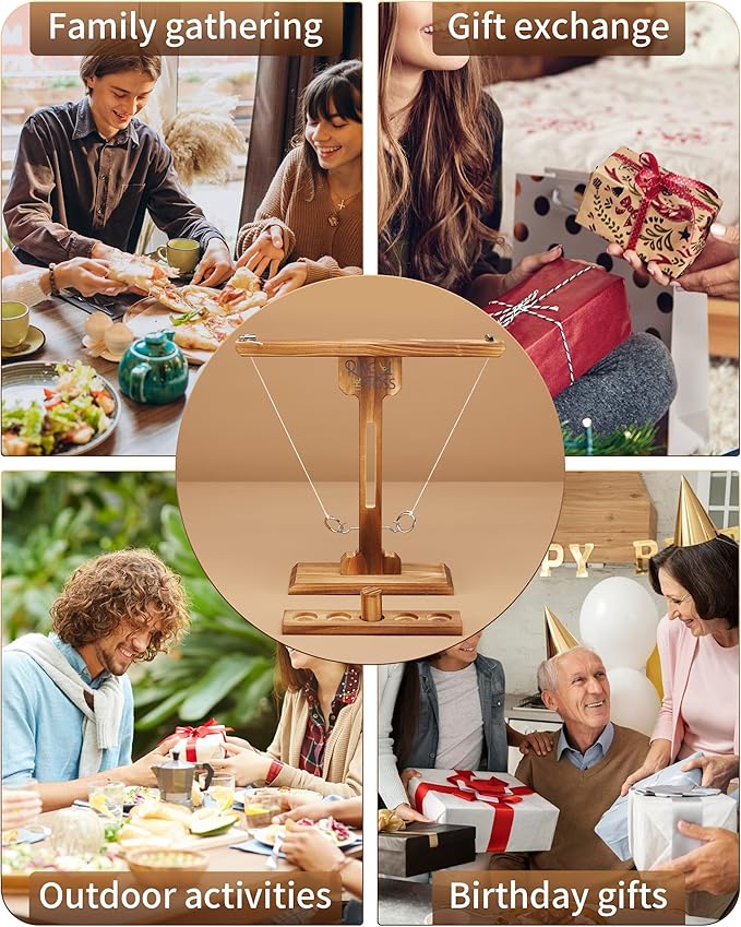 Ring Toss Game for Adults, 3-Second Instant Assembly Hook and Ring Game with Sturdy Structure, XL Size(15.8’’ X 15’’) Indoor Outdoor Holiday Party Games, Fun Family Games for Backyard, Camping, Beach