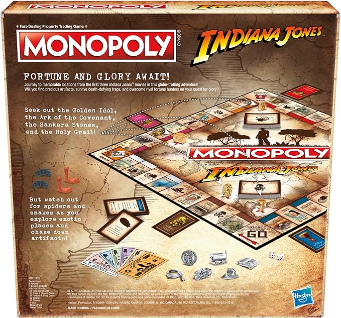 Hasbro Gaming Monopoly Indiana Jones Game, Inspired by The Indiana Jones Movies, Board Game for 2-6 Players, Ages 8 and Up