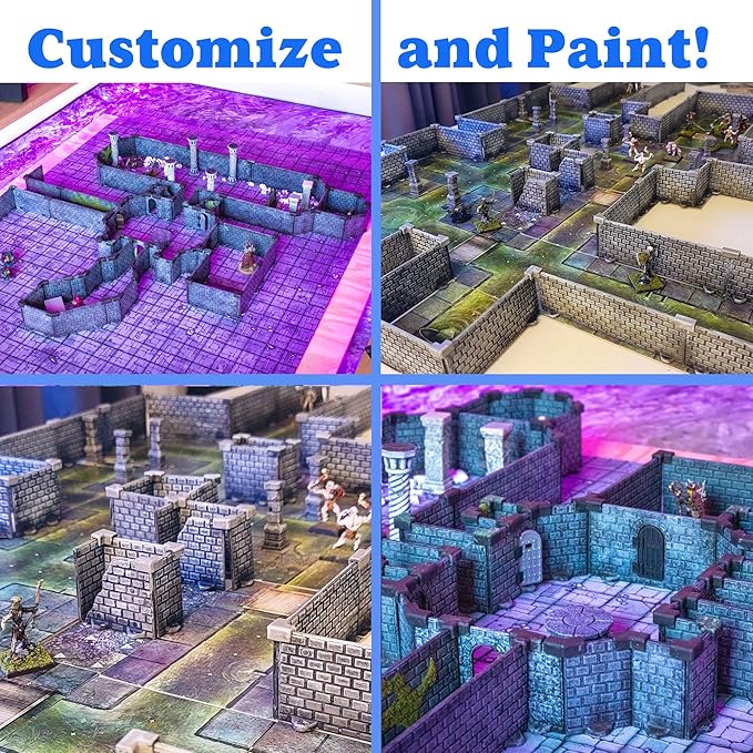 Squire Dungeon Set - Mini Dungeon Castle Cavern DND Terrain for TableTop RPGs, Dungeons & Dragons, Pathfinder, War Gaming, and More! by DCD (51+pcs, 1.4sqft, 8rooms)