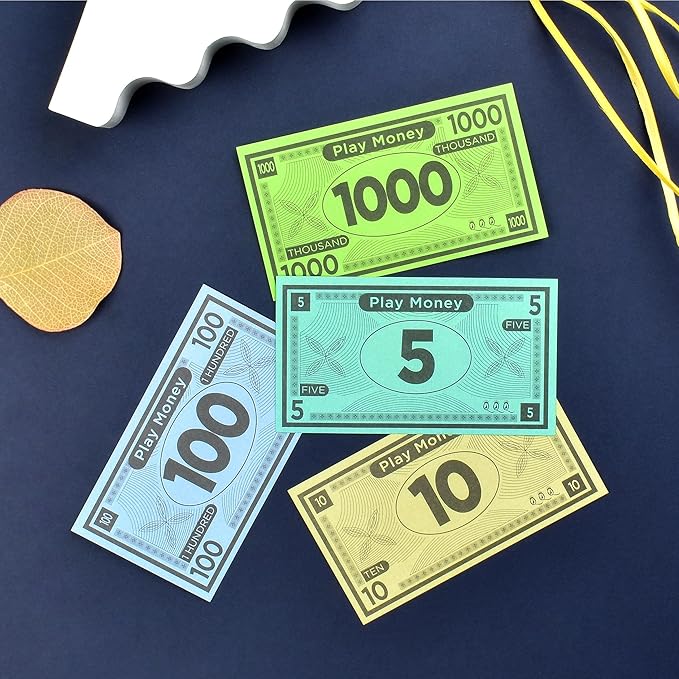 Queensell Play Money Suitable for Monopoly Board Game – 480 pcs of 60 Each Bill Denomination – Double Sides Printing Paper Money for Pretend Play Cashier, Monopoly Money Refill Packs - 480 pcs