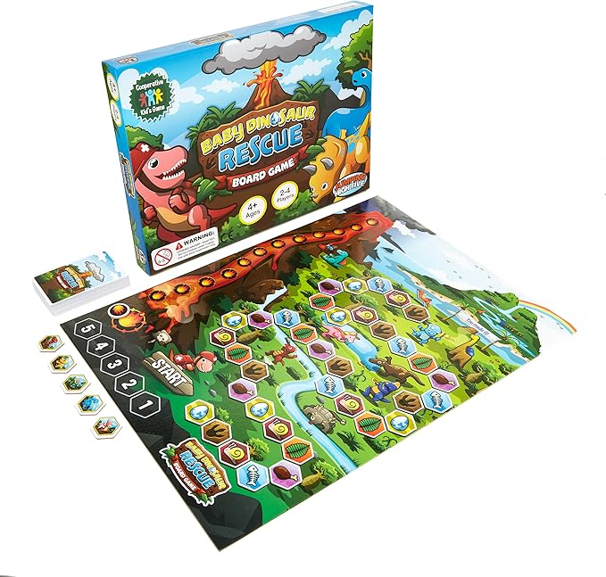 Jumping High Fives Baby Dinosaur Rescue Board Game - Cooperative Dinosaur Game for Kids Ages 4 and Up - Help The Dinos Race to The Island, Easy to Learn and Great for Family Fun Time