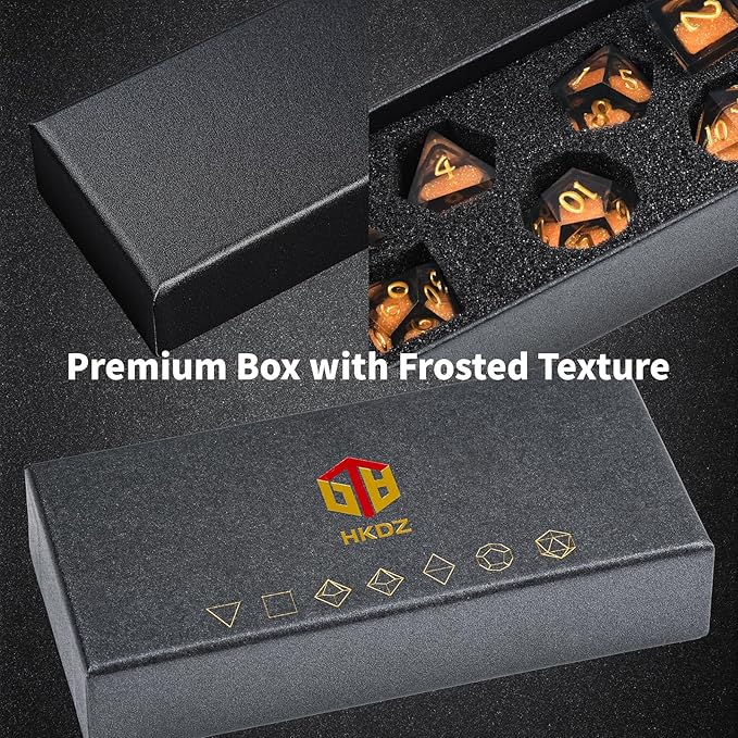 DND Dice Set - Handcrafted Liquid Core Sharp Edge 7-Die Resin Dice with Colorful Quicksand Effect,for DND, RPG, MTG, Tabletop Games(BLBZE BEHR Soul)