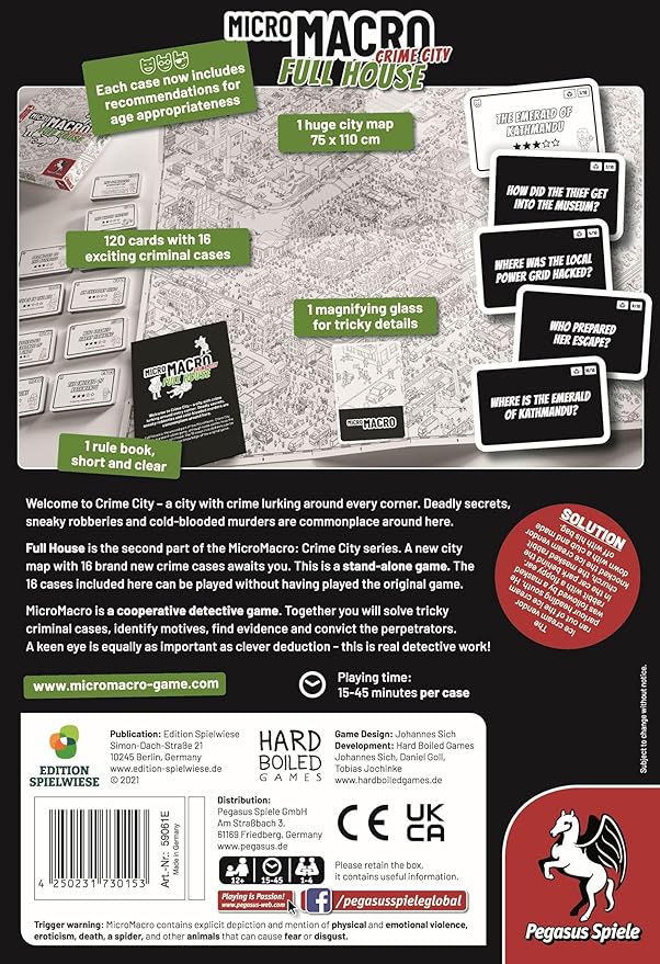 MicroMacro: Crime City: Full House - Board Game by Pegasus Spiele 1-4 Players – Board Games for Family – 15-45 Minutes of Gameplay – Games for Family Game Night – Kids and Adults Ages 12+ - English