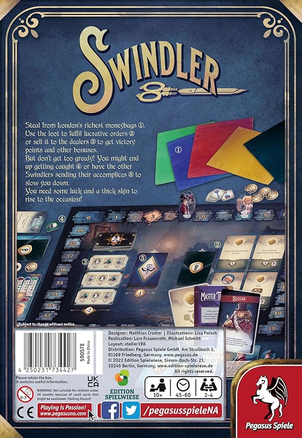Swindler – Board Game by Pegasus Spiele - 2-4 Players – 45-60 Minutes of Gameplay – Games for Game Night – Teens and Adults Ages 14+ - English Version