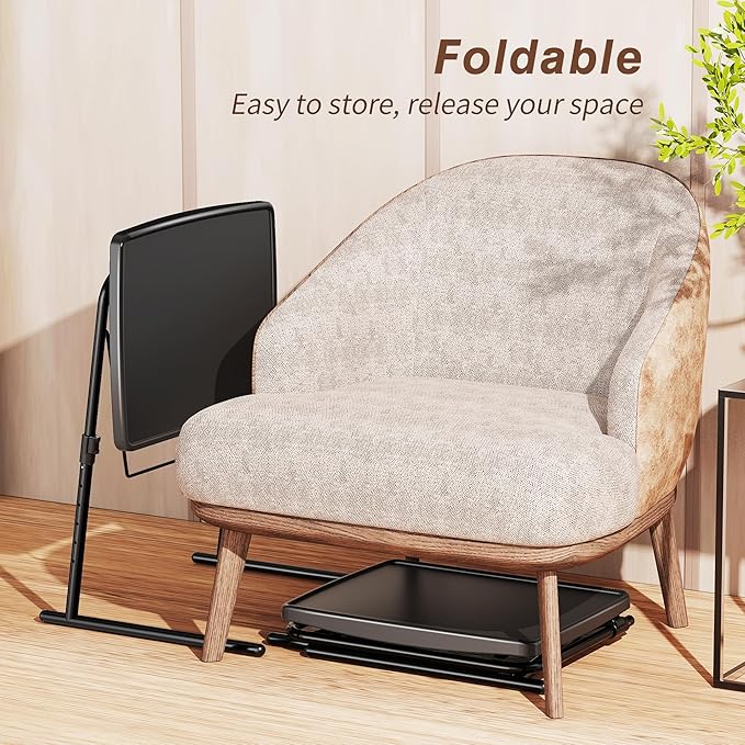 Max TV Tray Table, Allpop Adjustable Large TV Tray for Eating, Folding Dinner Laptop Table on Couch & Bed with 6 Heights & 3 Tilt Angles, Black