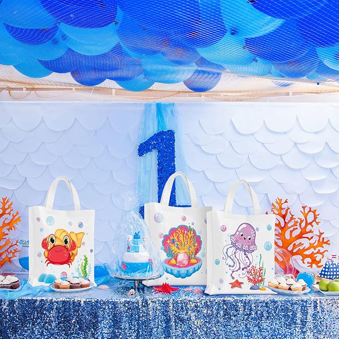 Ferraycle 24 Pcs Sea Animals Party Favor Bags Under the Sea Goodie Bags Cute Marine Favors Treat Supplies for Baby Shower Birthday Party Decor