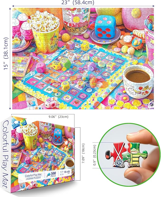 500 Piece Jigsaw Puzzle for Adults Colorful Board Game Scene Fun & Challenging Puzzles 500 Pieces with Letters on Back Family Game Night Jigsaw Puzzle for Adults and Seniors (23x15 Inch)