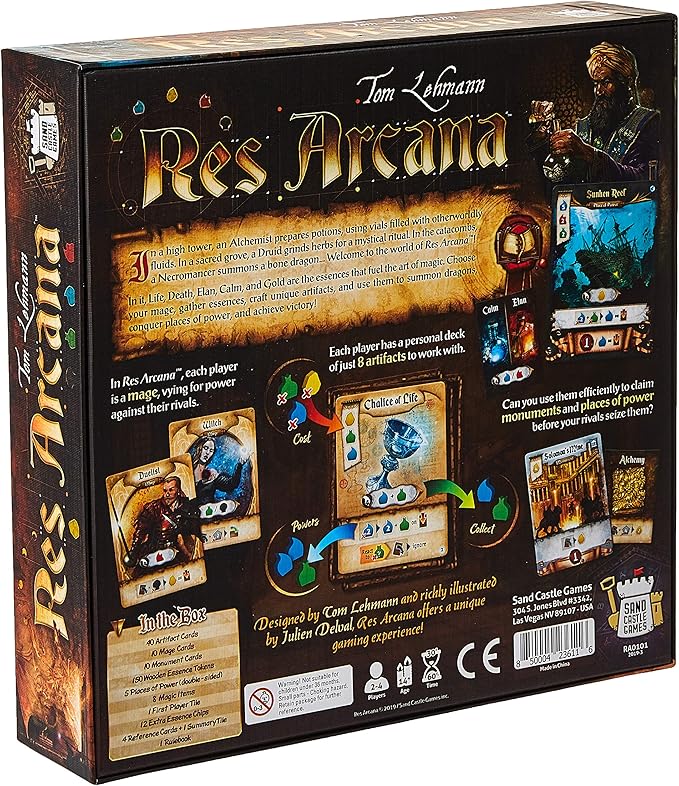 Res Arcana Board Game - The Enchanting World of Mages and Magic! Fantasy Adventure Game, Strategy Game for Kids & Adults, Ages 14+, 2-4 Players, 30-60 Min Playtime, Made by Sand Castle Games