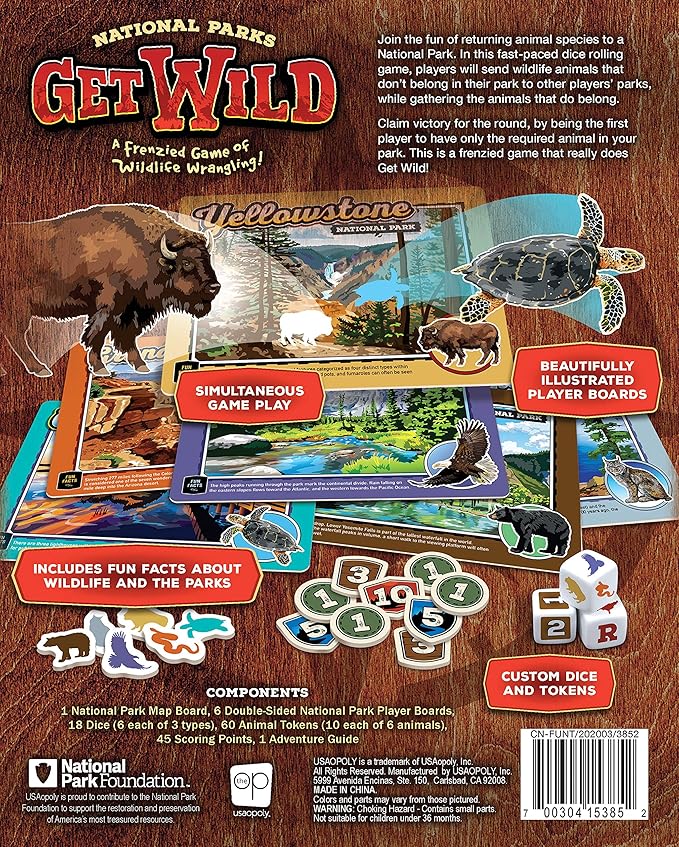 USAOPOLY National Parks Get Wild | Quick-Rolling Dice Game Featuring Iconic National Park Locations | Great Kids Game & Family Board Game