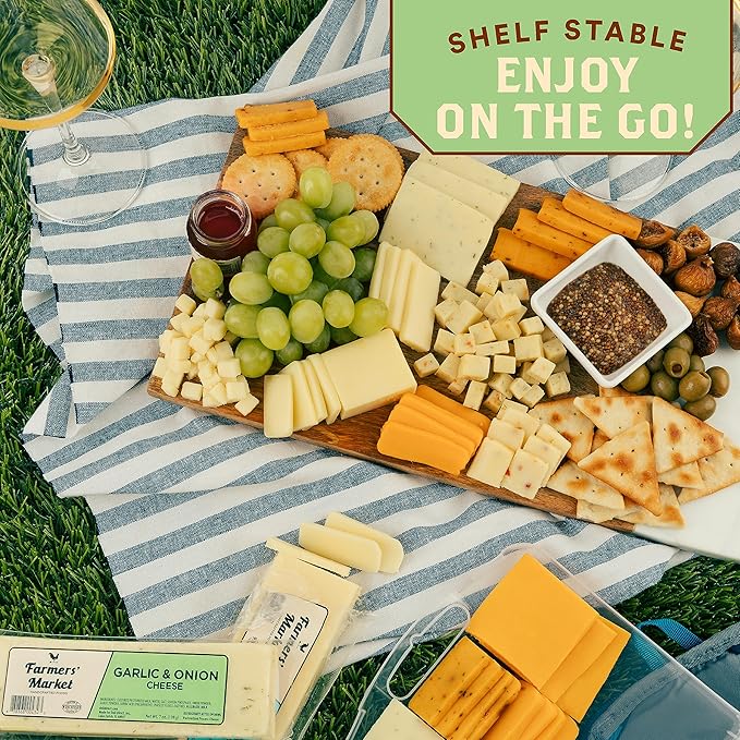 Farmers' Market Cheese Block Assortment 6oz 4-Pack, Shelf Stable, Pasteurized, Locally Sourced Wisconsin Cheese (Assortment, 4 Count)