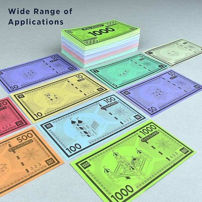 Queensell Play Money Suitable for Monopoly Board Game – 480 pcs of 60 Each Bill Denomination – Double Sides Printing Paper Money for Pretend Play Cashier, Monopoly Money Refill Packs - 480 pcs