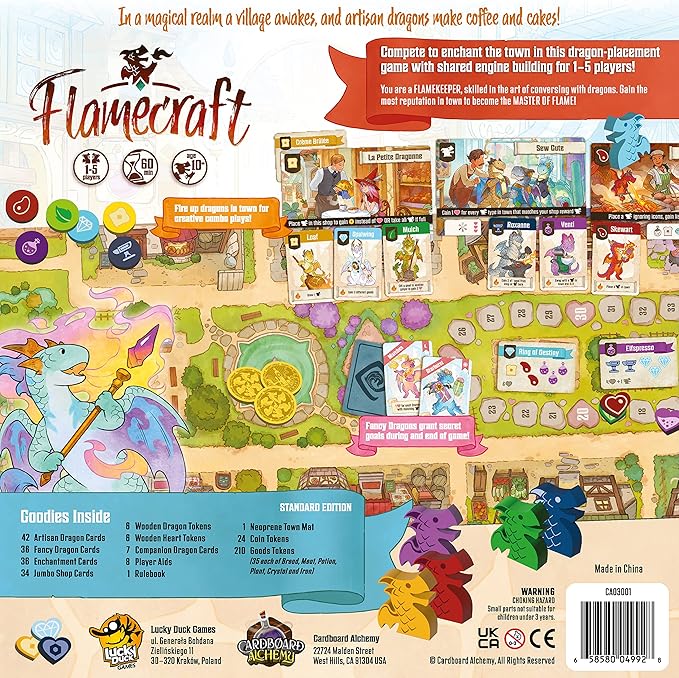 Flamecraft Board Game - Ignite The Ultimate Fantasy Adventure ! Strategy Game, Fun Family Game for Kids and Adults, Ages 10+, 1-5 Players, 60 Minute Playtime, Made by Lucky Duck Games