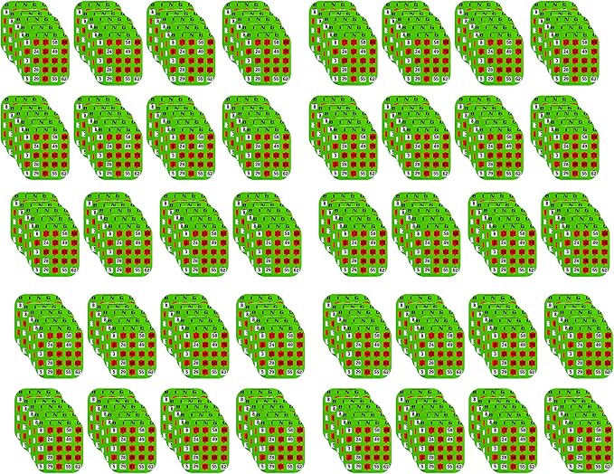 Regal Bingo - Shutter Slide Bingo Cards Only - 8” x 9” - 5-Ply Green Cardstock - Easy to Read - No Duplicates - Red Sliding Windows - Perfect for Large Groups, Bulk Purchasing